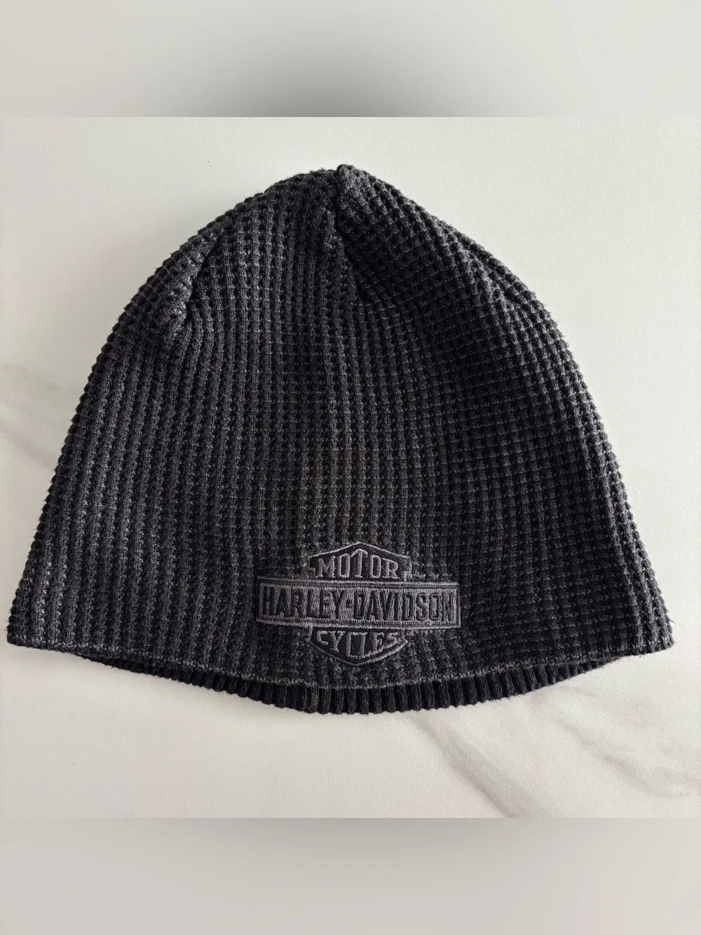 Harley-Davidson Black Waffle Knit Beanie with Embroidered Logo